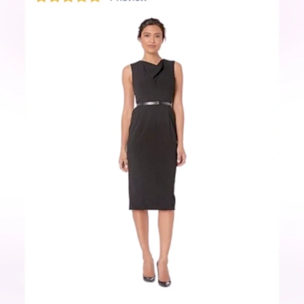 Brand New Calvin Klein Sheath Dress in Charcoal Gray w/Logo Belt - Picture 1 of 7